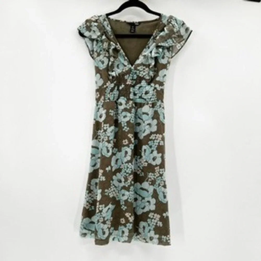 brown floral dress h&m Women's Dark brown/Floral Tie-detail open-back dress